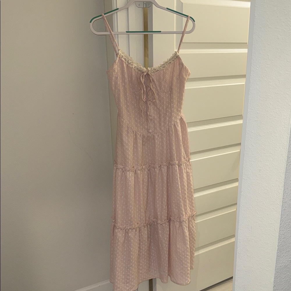 Elegant Soft Heart Lace Pink Maxi Dress